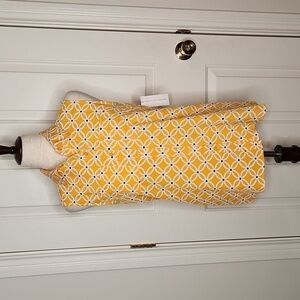 Notations Yellow White Black Polka Dot Sleeveless Top Size M NWOT